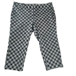 Crown & Ivy 22W Navy White Geometric Ankle Pants High Rise
